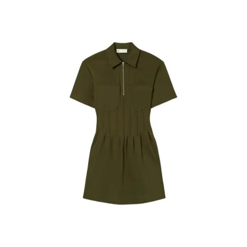 TORY BURCH Короткое платье с короткими рукавами женское зеленое