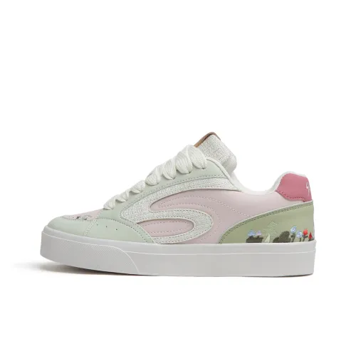 SINPERCO Slip-resistant Abrasion-resistant Lightweight Low-Top Skateboarding Shoes Women's Olive Green Pink SINPERCO Противоскользящие Износостойкие Легкие Низкие Кроссовки для Скейтбординга Женские Оливково-зеленый Розовый