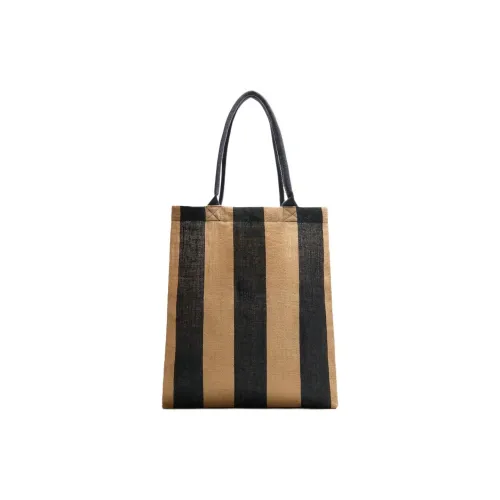 ZARA Джутовая сумка-тоут сумка для покупок унисекс черный коричневый