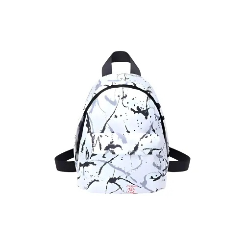 ANTA Мулан Коллаборация Рюкзак из кожи EPI Мини Унисекс Белый с принтом по всей поверхности