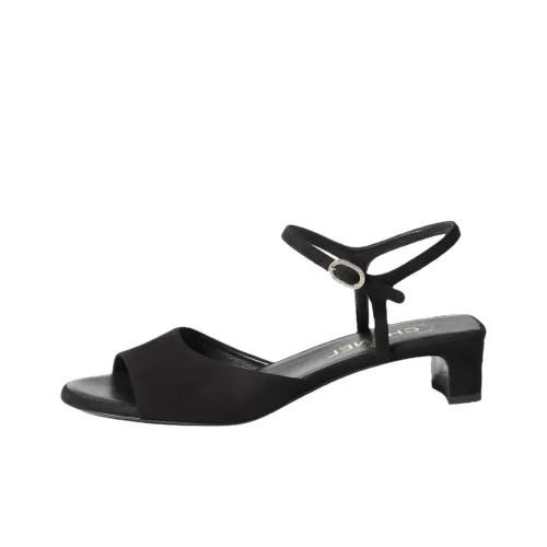 CHANEL COCO Пляж 25M один Ремень Сандалии 3,5cm Женские Черный