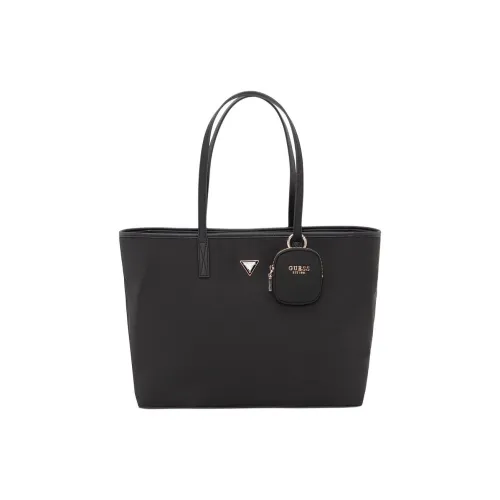 GUESS Ткань + Искусственная кожа Тоут Сумка Сумка для покупок Сумка на плечо Средний Женская Черная