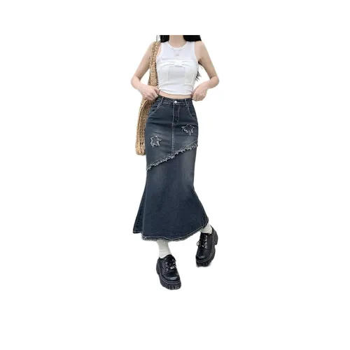 YEARNED Деним Длинная Юбка Женская