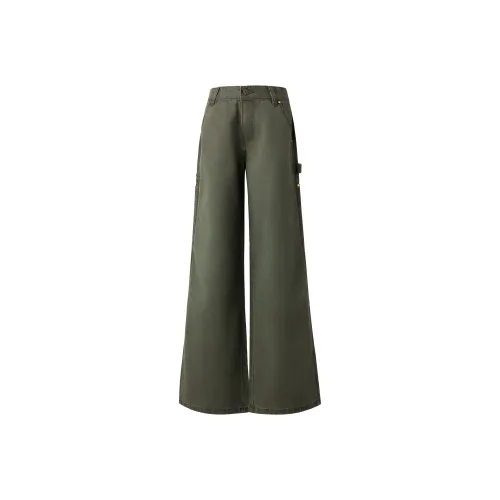 Wen Shan Повседневные брюки Женские Серый Зеленый