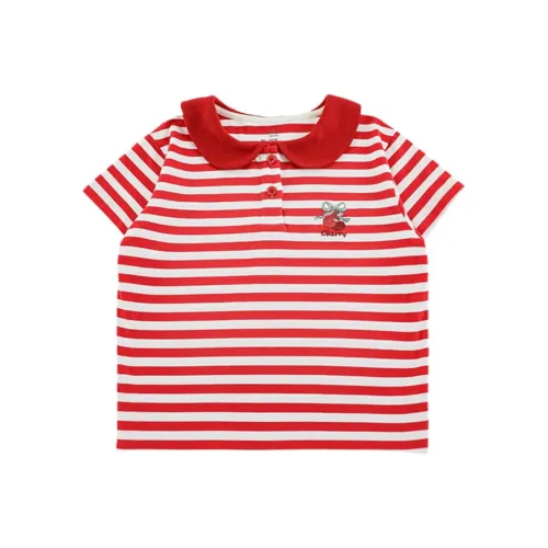 YOEHYAUL Поло Красные и белые полосы для детей 3-7 лет