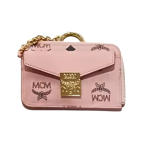 MCM Tracy Visetos Натуральная кожа наппа Кожаный держатель для карт Держатель для карт Мини Женский Розовый