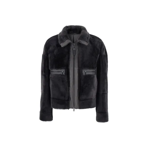 BRUNELLO CUCINELLI Вельвет Feel Пальто Женское Черное Серое