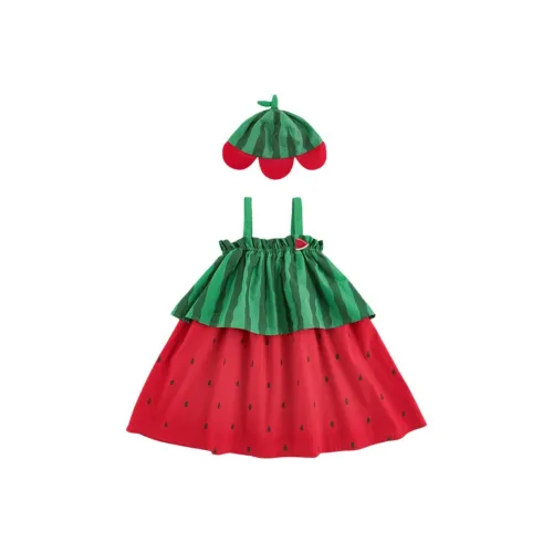 YOEHYAUL Платье 2 предмета комплект красный для детей 3-7 лет