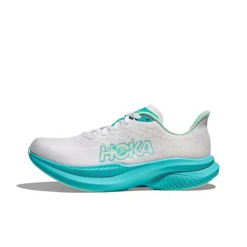 HOKA ONE ONE MACH 6 Противоскользящие Устойчивые к истиранию Низкие Беговые кроссовки Женские Белые Циановые
