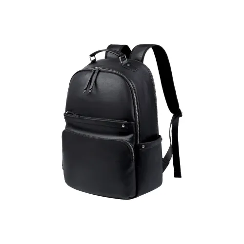 PESASRIE Рюкзак из крупнозернистой текстуры коровьей кожи женский черный