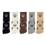 Женские носки с улыбающимся лицом, буква [Смешанные цвета], 5 пар (стиль улыбающееся лицо, кофе, стиль, носки с пятью пальцами).