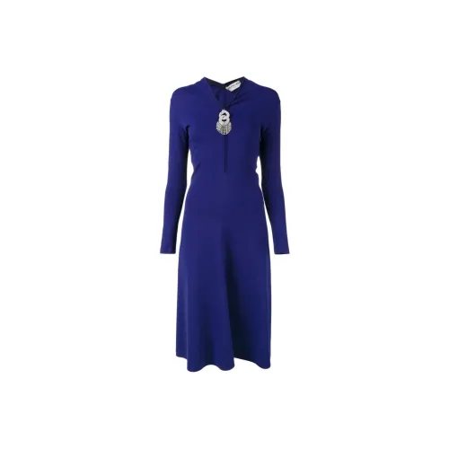 Balenciaga Длинное платье с длинными рукавами обычный крой женское синее