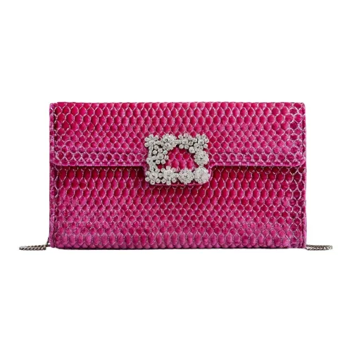 Roger Vivier Flower Strass Бархат Клатч Женский Фуксия