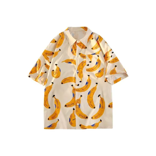 YINLANGSHIJIA Абрикос Веселье Банан Мужские Рубашки