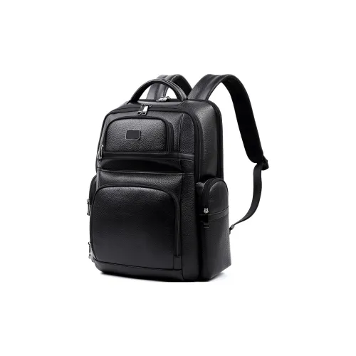 PESASRIE Рюкзак из коровьей кожи стандартный мужской черный