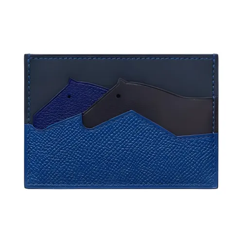 HERMES Les Petits Chevau Эпсомская кожа Держатель для карт Мини Мужской Брук Сапфир Индиго синий