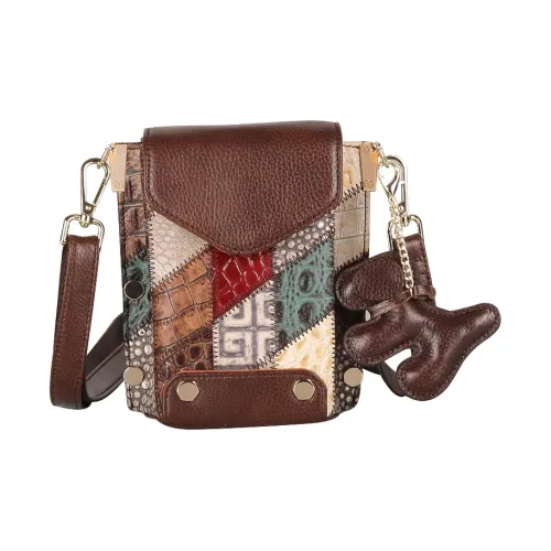 ;COBBLER LEGEND Коровья кожа Сумка через плечо Мини Женская Кофейная Цветочная