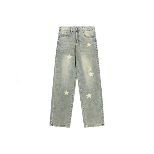 HKRXEC Желтые Грязные Мужские Джинсы