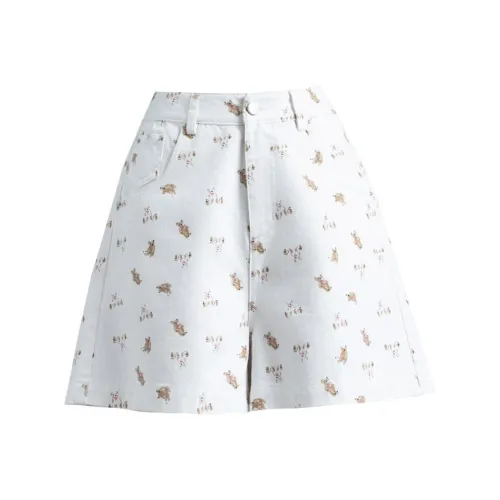 You cow me pants Медвежонок Принт Женские Джинсовые шорты