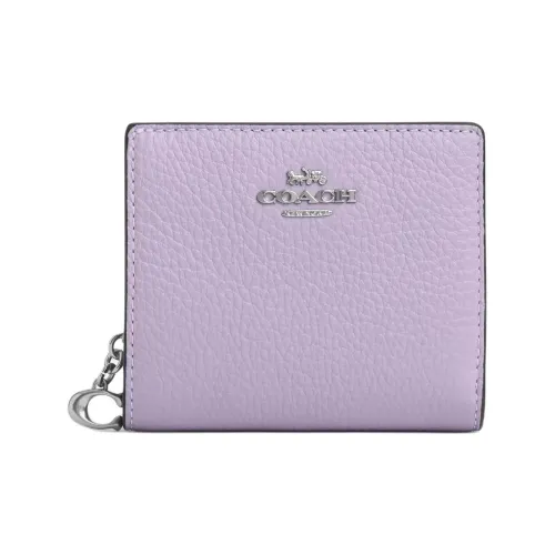 COACH Snap Wallet Кожа Кошелек Мини Женский Серебряный и Светло-фиолетовый