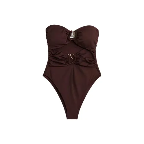 H&M Темно-кофейные Женские Ван-Пис Купальники