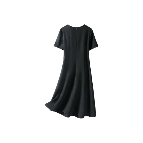 IHIMI Короткий рукав Платье Женское Классическое черное