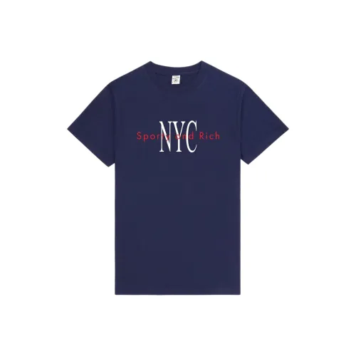 SPORTY RICH SS25 T-Shirt Унисекс Морской Синий