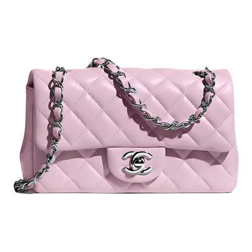CHANEL Classic Flap CF Sheepskin Цепь Сумка через плечо Женская Светло-розовая
