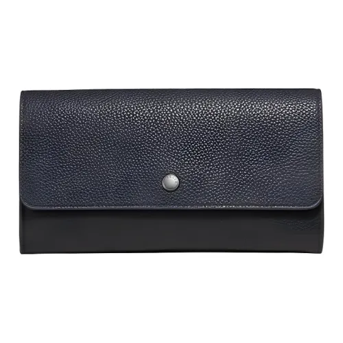 COACH Многофункциональный кошелек из кожи с откидной крышкой съемный мужской черный и полночный синий