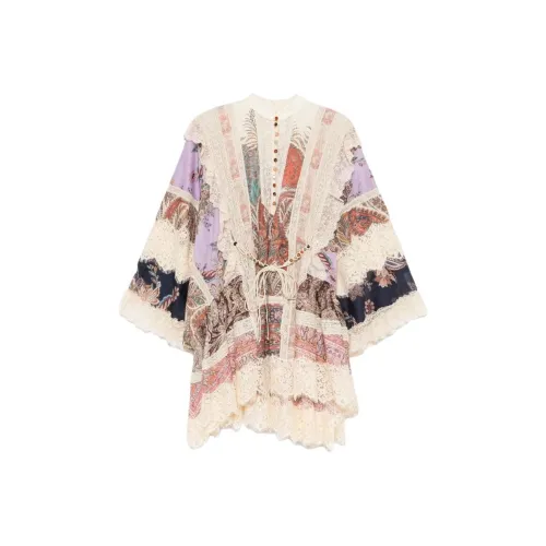 Zimmermann SS25 Длинное Платье с Длинными Рукавами Женское Белое