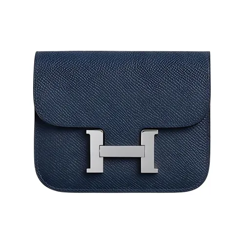 HERMES Constance Slim Эпсомская кожа Клатч Кошелек Одно плечо Через плечо Бананка Женские 7U Темно-синий