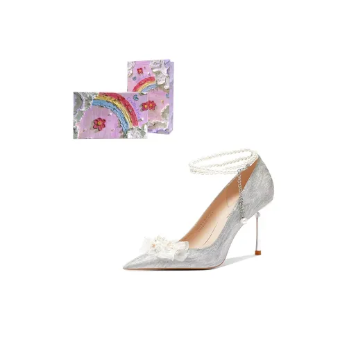 Crelinkxlat Узкий каблук Высокие каблуки Женские Серебряные