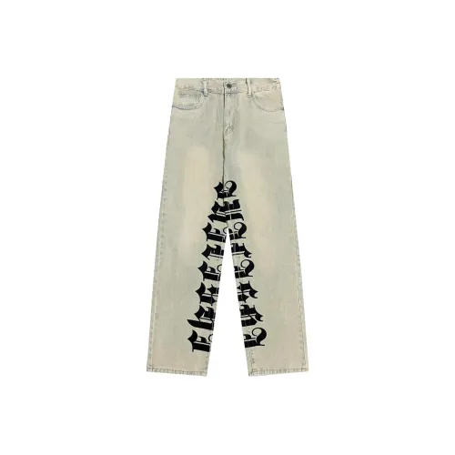 HKRXEC Желтые Грязные Мужские Джинсы