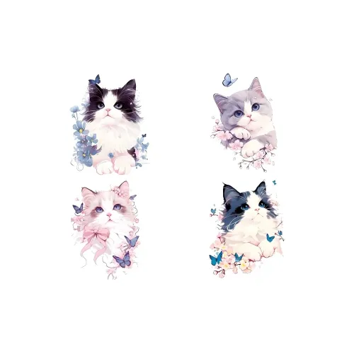 JIXUAN Cute Bowknot Kitten Temporary Tattoos JIXUAN Милый Бант Котенок Временные Татуировки