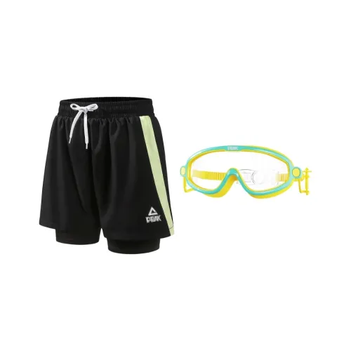 PEAK Облегающий детский купальник лето для детей 3-7 лет комплект черные шорты + желтые защитные очки
