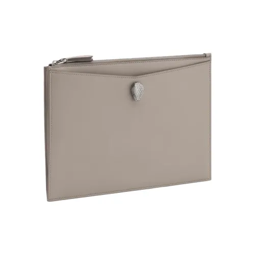 BVLGARI Serpenti Forever Клатч из коровьей кожи женский серый