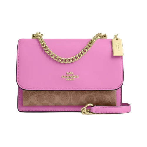 COACH Klare Фирменная Покрытая Холст Сумка Сумка через плечо Маленькая Женская Коричневая и Розовая