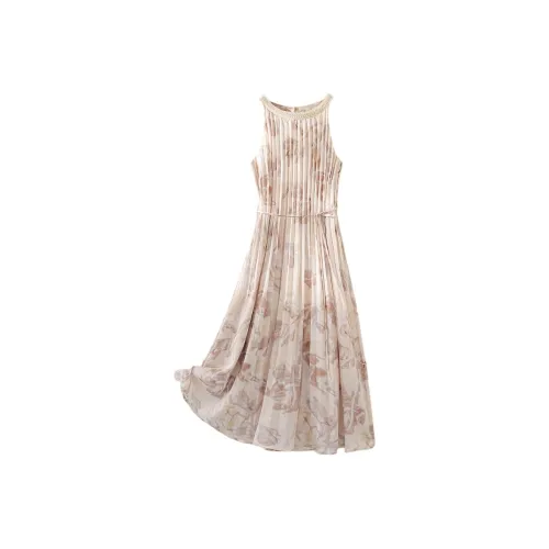 IHIMI Без рукавов Платье Женское Смешанное Апельсин