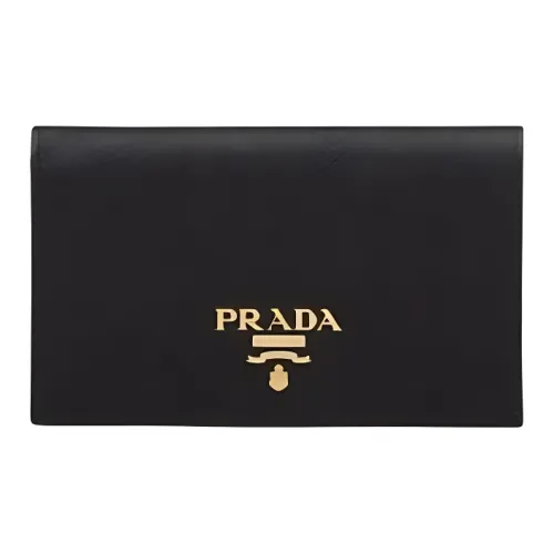 PRADA Saffiano Кожа Кошелек Маленький Унисекс Черный