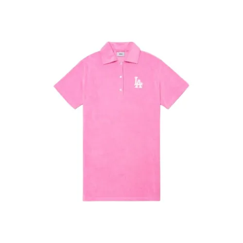 Mlb Base Logo Короткий рукав Платье Женское Розовое