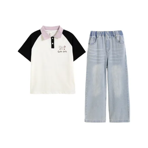 Cotton Gene Повседневная спортивная одежда 2 предмета комплект черный белый для детей в возрасте 3-7 лет