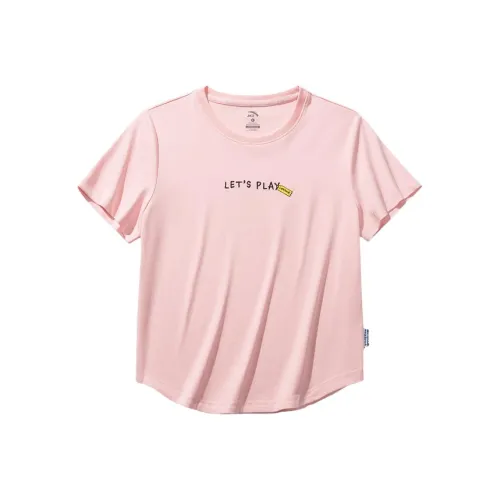 ANTA x HAIBAOKANKAN LIANMINGKUAN Sports Life Collection T-рубашка Женская Прозрачная Сливовый Пудра