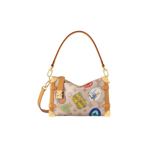 LOUIS VUITTON Основная часть Покрытый холст Мягкая Коробка Портативная Сумка через плечо Сумка на плечо Женская Бежевая
