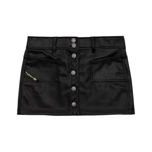 DIESEL Черные Женские Кожаные Короткие Юбки