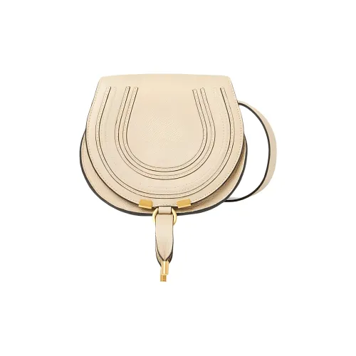 Chloe Marcie Коровья кожа крупнозернистая Сумка через плечо Saddle Сумка через плечо Маленькая Женская Фарфорово-желтая