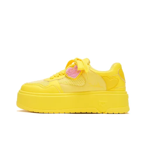 PINK AMOR Slip-resistant Abrasion-resistant Low-top Скейтборд Кроссовки Женские Желтые