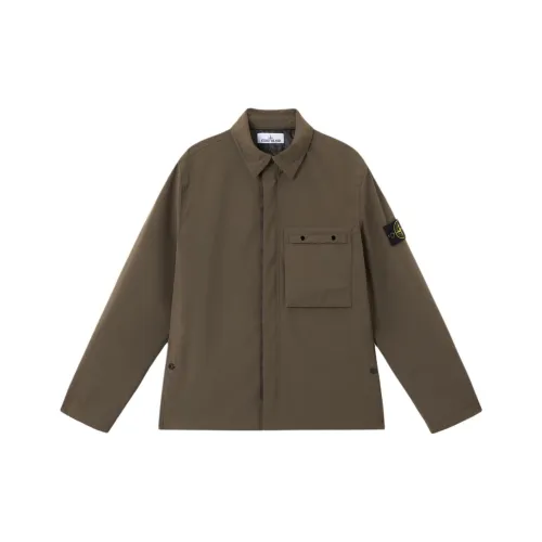 STONE ISLAND Хлопковый пуховик Мужской Армейский зеленый