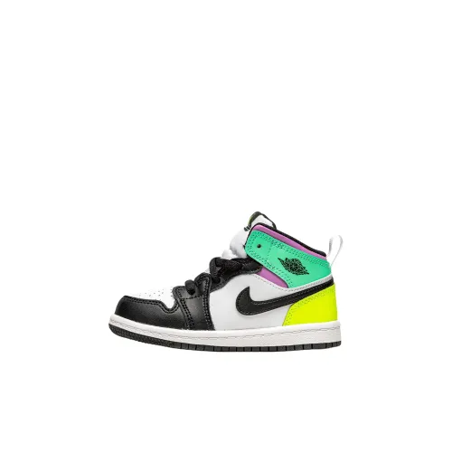 Jordan Air Jordan 1 MID Нижняя юбка Резистентный MID Топ Обувь для младенцев и малышей Белый черный Infant And Toddler