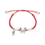 Браслет "Благополучие и Счастье" с бабочкой, плетеный [Красный]