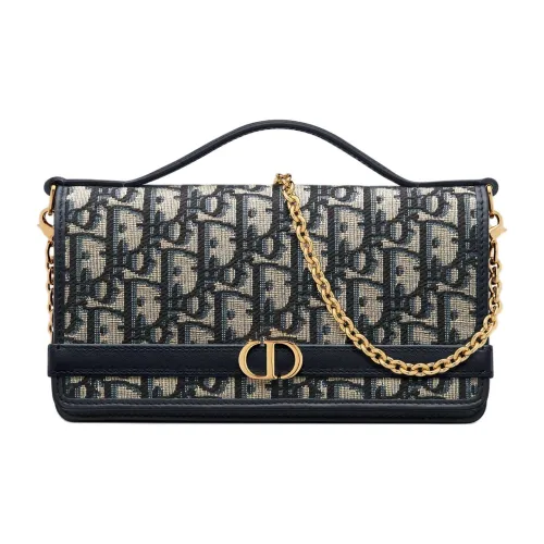 DIOR 30 Montaigne Cigale Телячья кожа Сумка на одно плечо Женская Синяя